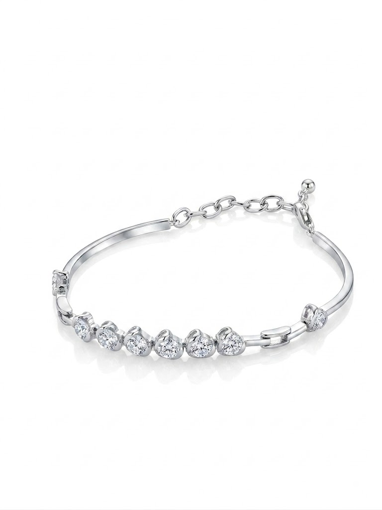 18K White Gold Diamond Chain Bangle Jewellery