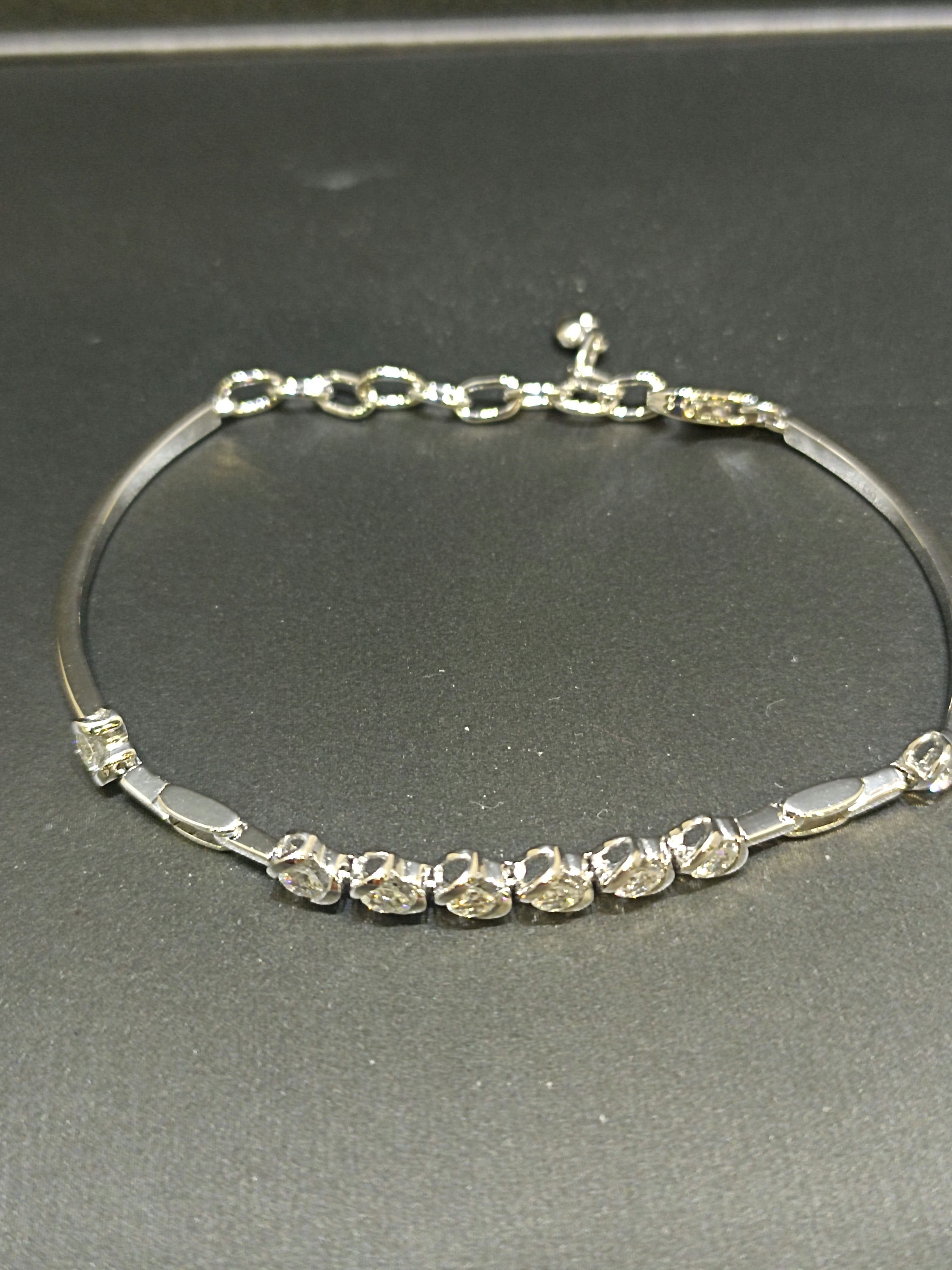 18K White Gold Diamond Chain Bangle Jewellery – photo 2