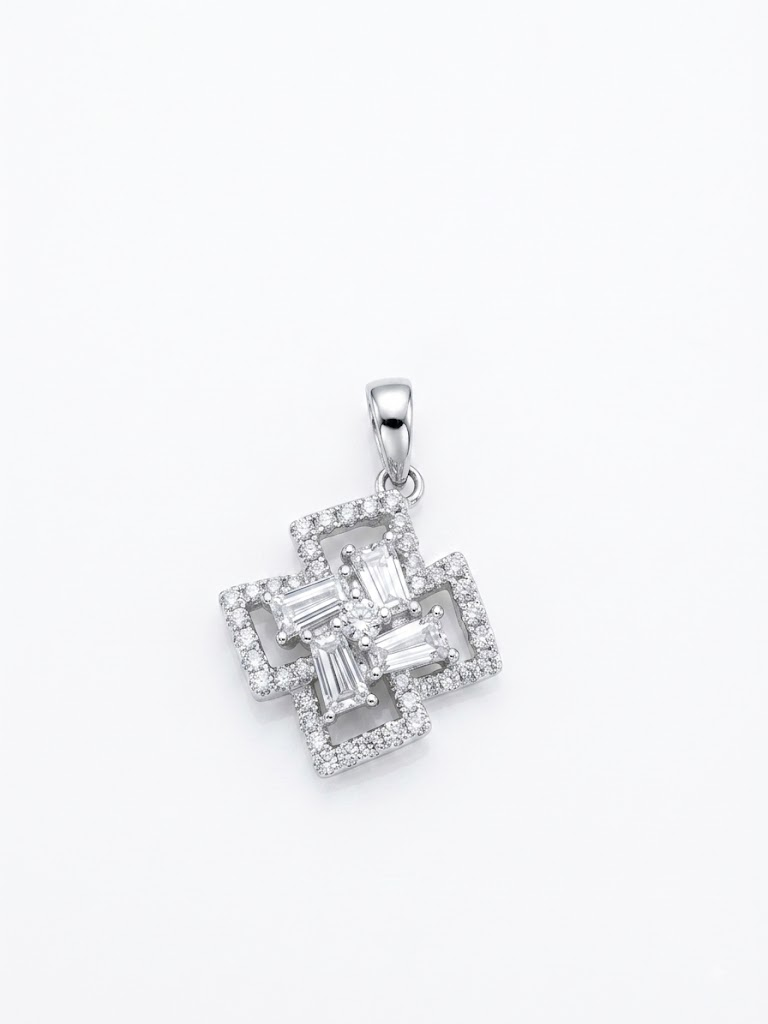 18K White Gold Diamond Pendant Jewellery