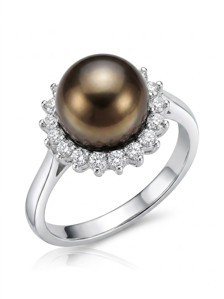 18K White Gold Diamond-Accent South Sea White Pearl Ring Jewellery – photo 2