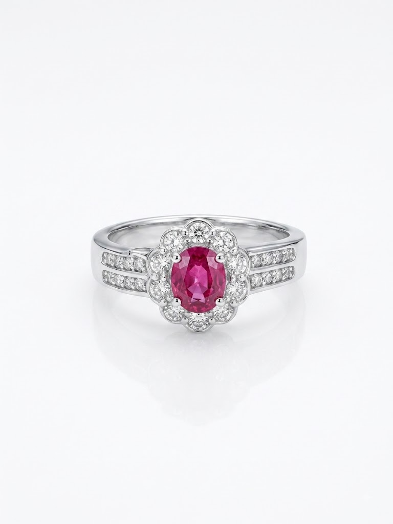 18K White Gold Gemstone Ring Jewellery